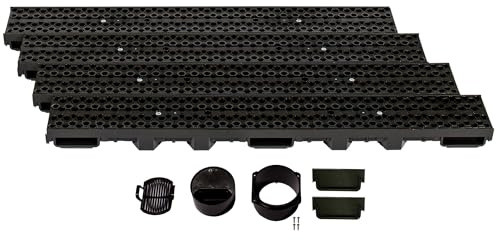 ScarMaxx - B125 Entwässerungsrinne Set PKW - befahrbar - 13 x 400 x 6 cm Bodenrinne - Regenwasser Ablauf - Abfluss mit Gitter - Drainagekanal Flach Kunststoff Designrost Bienenwabe Schwarz