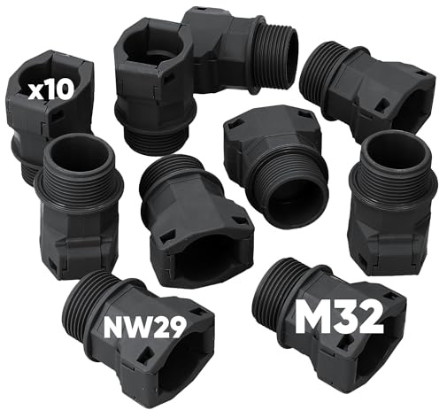 Kalitec 3805015 - Raccordo per tubo flessibile dritto, M32, nero, connettore per tubo corrugato NW29, raccordo I raccordo per tubo