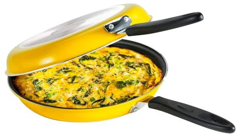 Avilia Padella Doppia Girafrittata Antiaderente - Ideale per Frittate, Cottura con Pochi Grassi, Compatibile con Piani Gas, Elettrici e Vetroceramica, Facile da Pulire, 26cm