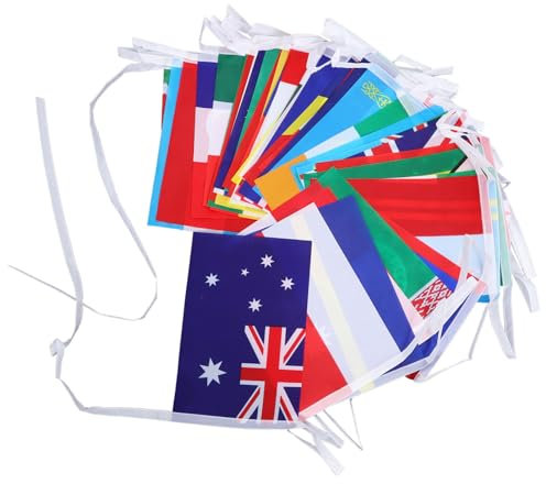 ABOOFAN 12. 5 M Lange Länder-Flagge Lebendige Internationale Wimpelbanner Kleine Wimpelgirlande Für Bars Sportvereine Schulfeste Feiern Partys