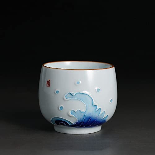 CCKUHN Juego de té Taza de té de cerámica Tradicional Taza de té de Flores pintadas a Mano Tazón de té portátil de Viaje Taza Pu'er Accesorios para Juegos de té Chinos Juegos de té Modern