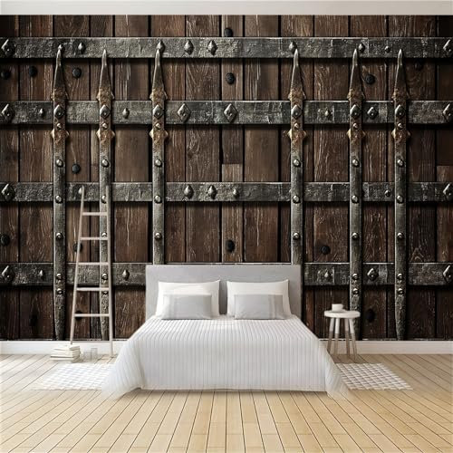 Tapete Wandbild 3D Fototapete Mittelalterliches Metallgitter Vliestapete Wandtapete Foto für Modernes Design der Fernseh Hintergrund Wand-Kunst-Deko, 200x140 Cm