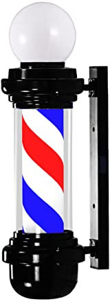 Luz de Poste de barbero de 68 cm, Letrero Abierto de peluquería, Tiras LED giratorias de barbería, Color Negro, Blanco y Azul, Resistente al Agua, Ahorra energía, Montaje en Pared,Red Blue White