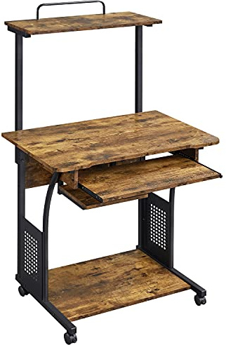 Yaheetech Computer Desk with Storage Shelves for Home Office, Rustic Brown