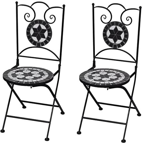 LXYZWRW Klappbare Bistrostühle für den Außenbereich, Keramik, Schwarz und Weiß, 2 Stück
