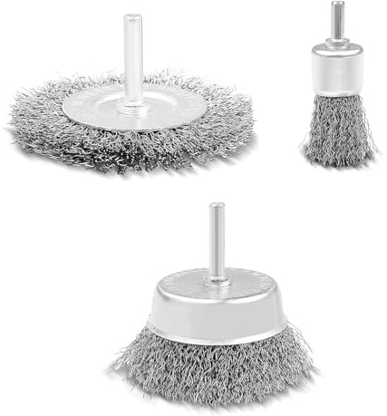 Set Spazzole Metalliche Professionali di Ferro per Trapano con Codolo da 1/4, Per Lucidaura Ferro, Ottone, Acciaio, Legno - Ideale per uso frequente