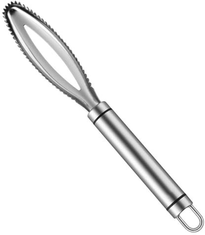 Profi Fischschuppen Entferner Edelstahl 304 - Fischentschupper mit Sicherheitsgriff & Extra-Scharfen Zacken, Rostfrei & Spülmaschinenfest - Für Garnelen, Lachs und Große Fische