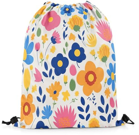 Rucksack Mit Kordelzug Groovy Flowers 90Er Jahre Stil Retro Bunte Blumen Blume Unisex Turnbeutel Mädchen Gymnastikbeutel Damen Kordelzug Rucksack, Für Reisen, Schwimmen, 36x42cm