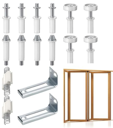 Xvilmaun Kit de ferrures de porte d'armoire en métal - Kit de quincaillerie de porte pliante multifonction - Kit de réparation de porte - Pièces de rechange pour buanderie, armoire