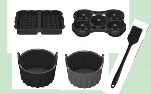 5 Stück Ninja Heißluftfritteuse Zubehör, Mini Gugelhupf Backform für Ninja AF400EU, AF500EU, SL400EU und Cookwise 9L Cosori 8.5L Heißluftfritteuse, Wiederverwendbare Waffeln, Muffin und Kuchenform