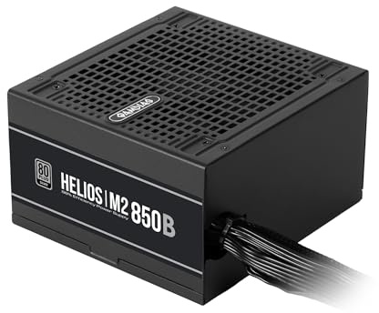 GAMDIAS HELIOS M2-850B Low-Noise ATX PC Power Supply, 80 PLUS Silver Non-Modular Computer PSU, ATX 3.1, PCIe Gen 5.1 Ready, DC-DC Design, Flat Cables, Black
