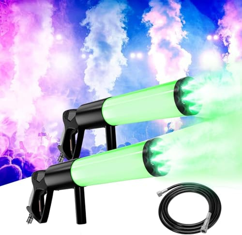 Pistolet à Fumée CO2, 2 Piece Machine à Fumée pour Soiree, 6 LED RGB Beads, pour Bar, Soirée, Spectacle Musical, Halloween, Noël