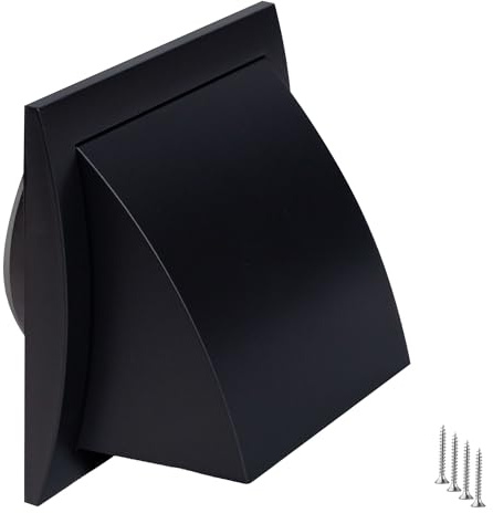 TURvent 4 inch Dryer Vent Cover Outside - ABS Plastic HVAC Air Vents for Exterior Wall - Anthracite Ventilation Exhaust Grille with Weather Protective Cap and Non-Return Valve
