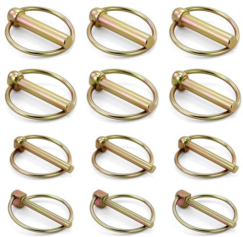 12 pezzi M4,5/M6/M8/M10 Coppiglie a Scatto, Coppiglie per Trattore, Sicurezza Rotondi Perni di Fissaggio, Anello O-pin Perno di Fissaggio Boccole per Rimorchio per Trattori Agricoli