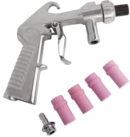 Kit pistola sabbiatrice per compressore d'aria, pistola abrasiva per sabbiatura con adattatore rapido ad aria per armadi sabbiati