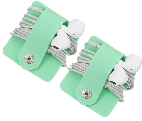 sourcing map 2pcs Earbuds Holder Case, Earphone Wrap Headphone Case Cord Manager Cable Organizer Winder, Green