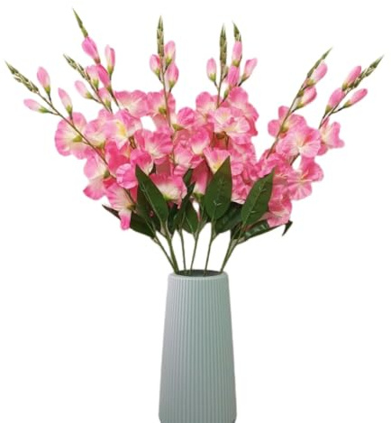 Gladiolus Artificial Flowers 30.7 in Long Silk Gladiolus Flowers with Stems,8Pcs Faux Gladiolus Flowers for Home Party Floral Arrangement Centerpiece Table Decoration (Dark Pink)