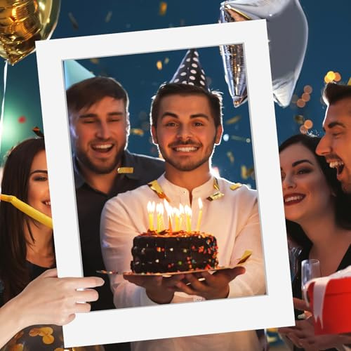 32 x 24 Inch Large Photo Booth Frame White Blank Photobooth Props Happy Birthday DIY Cutouts for Birthday Graduation Party Supplies Favors