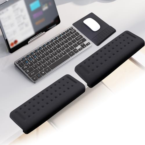 Mauspad & Tastatur Handballenauflage, 3-in-1 Ergonomisches,Ellenbogenauflage für Büros mit Handgelenkstütze,Wrist Rest Pad,Memory-Schaum Kissen für Tischkante,Maus Handgelenkauflage (3er Schwarz)