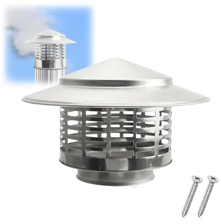 Chapeau de Cheminée Inox 70/110/200mm Capot de Pluie Toit Couvercle Cheminée Hotte pour Poêles Chaudières Chapeau de Ventilation Hotte Cheminée Camping Car(75 mm/2.95in)