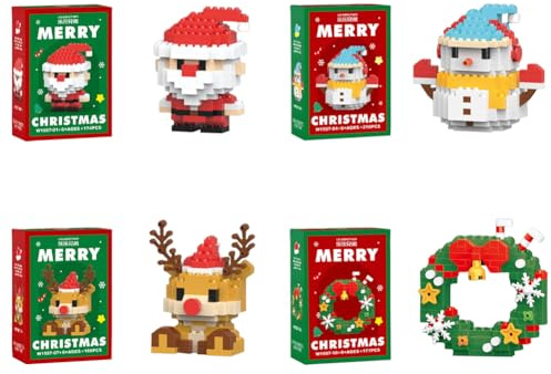 Générique Blocs de Construction de Noël, Père Noël, Renne, Bonhomme de Neige, Puzzle Noel 3D, Briques à Assembler, Ensemble de Blocs de Construction, Cadeau Créatif de Noel (Set C1)