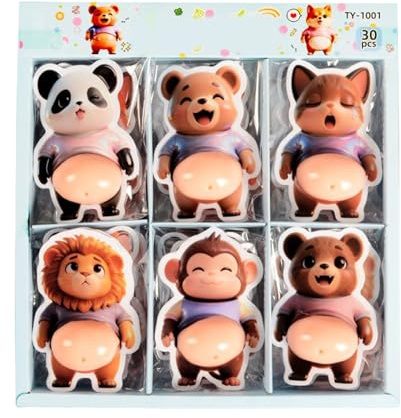 3D Großer Bauch Tier Sticker, Anti Stress Spielzeug, 30 Stück Dickem Bauch Squishy, Lustige Tier Aufkleber Für Kinder Und Erwachsene