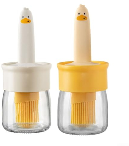 Lot de 2 pinceaux à huile en silicone avec bouteille, outil de badigeonnage pour barbecue et pâtisserie, non résistant à la chaleur jusqu'à 260 °C, passe au lave-vaisselle pour les amateurs de cuisine