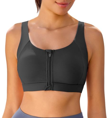 Vorcy Front Zipper Sports Bras Adjustable High Impact Sports Bras U Back | High Support Sports Bras for Women,Molded Cup,Non-removable Pads,Moisture-Wicking Fabric for Running,Yoga & Gym Workouts