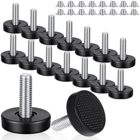 16stk Verstellbare Möbelfüße Stellfüße Nivellierfuß Schraubfüße Stellfüße M6x22mm Verstellbare Füße Tischgleiter Tischbein Verlängerung Verstellschraube mit Einschlagmutter,für Tischbeine Schrankbeine
