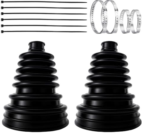 2 Stück Achsmanschetten, Antriebswellenmanschetten Zum Kleben Mit Klemmen, Flexibles Silikon Achsmanschetten Werkzeuge Staubdichtes Faltenbalg Set mit Schellen Kabelbindern Schwarz