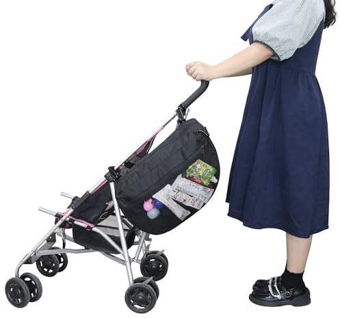 Isolierte Side Sling Stroller Organizer Satteltasche, isolierte Babystuhl Organizer mit 1 Reißverschluss Mesh Tasche und verstellbarem Schultergurt, als Handtasche verwendet.