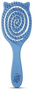 Haarbürste ohne Ziepen für langes & dickes Haar – Spiral Entwirrbürste mit Katzenohren – Detangler für nasses & trockenes Haar, auch Locken & Extensions – mit Weizenstroh – Extendio® 4 Farben L (Blau)