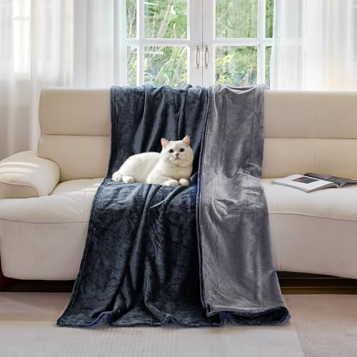 YISURE Manta Impermeable 153x102cm para Parejas, Manta íntima Lavable y antisalpicaduras para Proteger sofás, colchones y Muebles, Gris Oscuro/Gris Claro