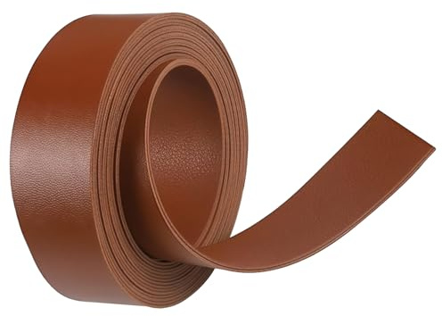 XETHI Rollo de Cuero 2cm x 200cm | Tiras de Cuero Flexibles para Proyectos DIY | Cuero de Grano Completo para Joyería Artesanal, Decoración del Hogar y Collares de Mascotas (Marrón)