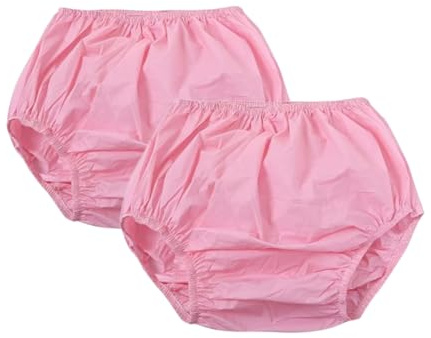 2st Vuxna plastbyxor for inkontinens, Pull-On vuxen blöjöverdrag Vattentäta plastbyxor Vuxna Tvättbara blöjöverdrag Återanvändbara for kvinnor män(Pink,Small)