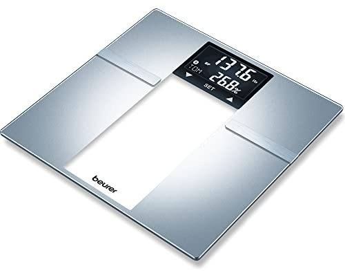 Beurer BF70 Body Fat Scale, Weight, Water & More, Smart Digital Scale for Full Body Analysis, BMI & Calorie Display, App Sync via Bluetooth, User Recognition, 8 Memory Spaces, Grey