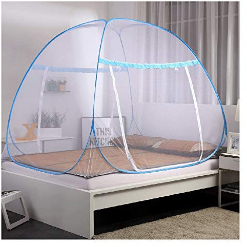 DUXY Pop up moskitonetz, Falten Luxus Yurt Pop Up Verschlüsselung Doppeltür Anti-Moskito Zelt, Schlafzimmer Outdoor Camping Tragbare Moskitonetz,Blue,200x220cm