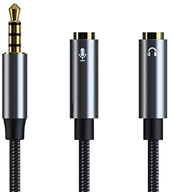 Rpanle Headphone Splitter, 3.5mm Male to Audio Microphone Y Splitter Cable, 2 Dual 3.5mm Female Audio for Phone, Laptop, Gaming Headset, External Microphone and MP3 players