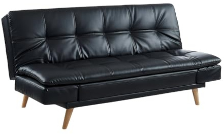 Vente-unique - Canapé Convertible clic-clac 3 Places Zarina en Simili - Noir
