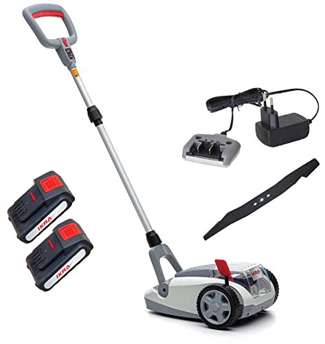 IKRA tosaerba a una mano a batteria ICHM 20 con funzione di pacciamatura, per piccole superfici erbose fino 50m², incl. 2 batterie, caricatore & lame di ricambio