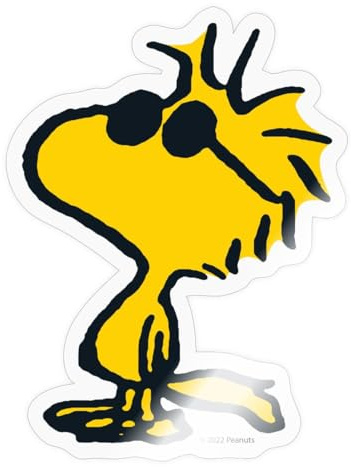 Spreadshirt Peanuts Woodstock Sonnenbrille Cool Sticker Aufkleber, 10 x 10 cm, Transparent glänzend