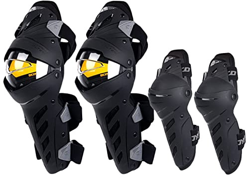 Scoyco 4 Stück Motorrad Knie Schienbeinschoner Anti-Rutsch für Herren Ellbogenschutz Pads