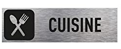 Signalétique.biz France - Plaque de porte CUISINE (Q0202) - 170 X 50 mm - Plaque aluminium brossé de 2mm