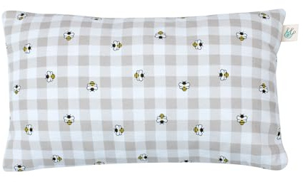 JYOKO Kids Almohada para niños pequeños, cojín Almohada con Funda Lavable, Funda de Algodón 100%, 32 x 20 cm (Picnic Vichy)