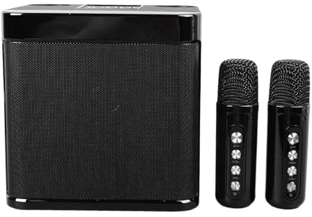 Tonysa Haut-parleurs de karaoké sans Fil, Machine de karaoké Portable avec 2 Microphones sans Fil, Système de Sonorisation pour Le Camping et Les Fêtes à Domicile