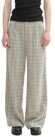 TOM TAILOR Denim dam palazzobyxor, 35956 – Beige Green Check, XS
