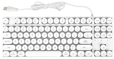 Yunir Clavier de Jeu rétroéclairé, 87 Touches Rondes, écran Couleur, Clavier D'Ordinateur Filaire pour Windows et OS X, Compatible avec Ordinateur Portable, Ordinateur de Bureau et