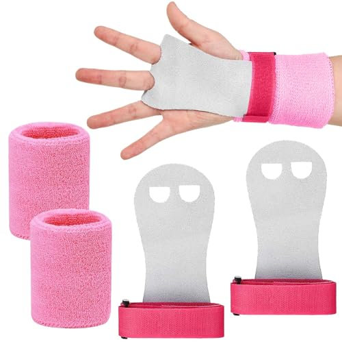 2 Sangles de Poignet de Gymnastique avec 2 Sangles de Protège-Poignet Manique de Paume de Gym de Tailles Enfants pour Exercice Traction