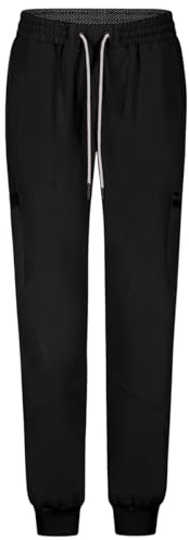 B-well Ricci Pantalon médical enfilable Jogger 7 poches avec taille élastique et poches au dos Pantalon d'hôpital anti-rides avec élasthanne, Noir , L