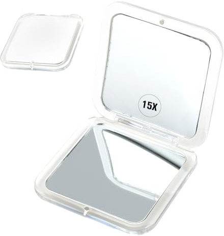 talNite Miroir de Poche Pliable 15X Grossissant -Miroir de Maquillage pour Les Voyages-Double Face avec grossissement 15X et Miroir 1X pour Sacs à Main (Argent)